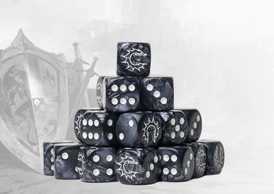 CONQUEST LOGO ON  MARBLED DICE 24CT