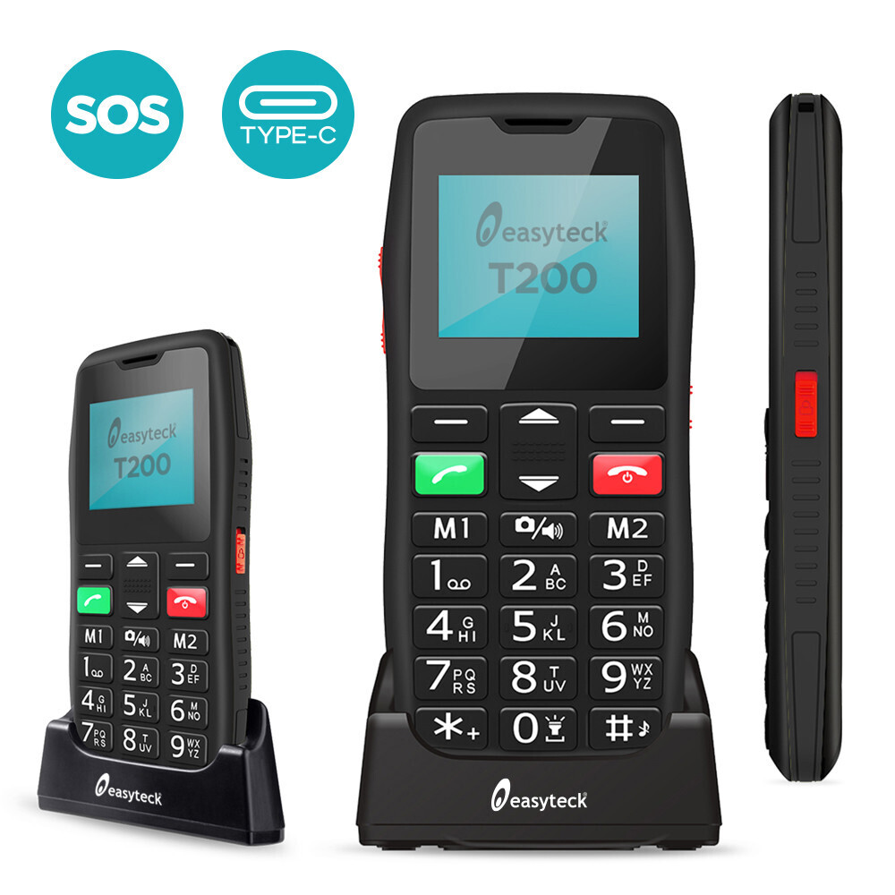 EASYTECK SENIOR PHONE T200 BIG BUT/TORC/SOS TYPE-C BLACK