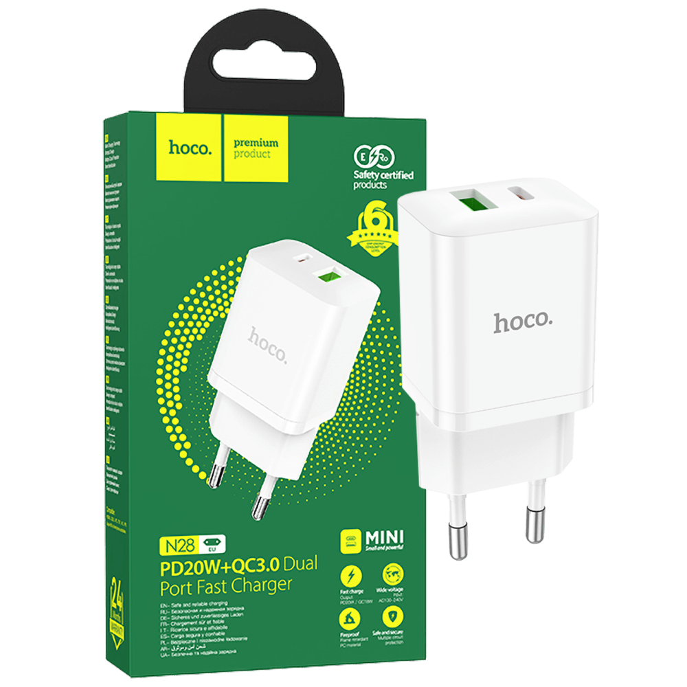 HOCO CARICA BATTERIE N28 PD20W+QC3.0 WHITE