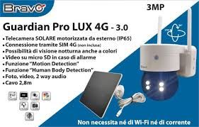 BRAVO TELECAMERA C/PANNELLO SOLARE GUARDIAN PRO LUX MOTORIZZATA DA ESTERNO