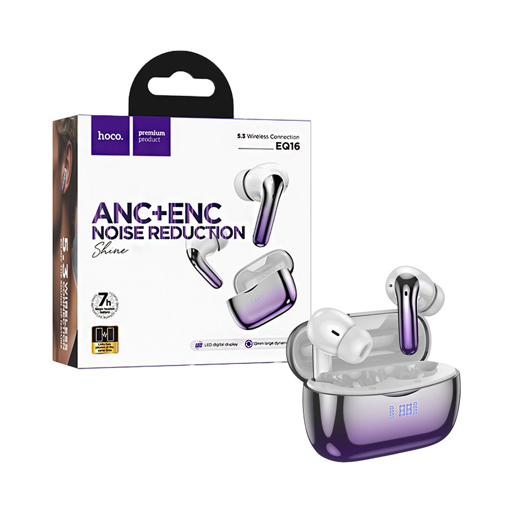 HOCO AURICOLARI BLUETOOTH EQ16 SHINE ANC+ANC C/NOISE PURPLE