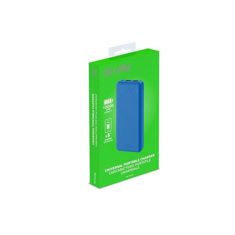 POWERBANK CELLY ENERGY 10000 MAH 2 USB BLU