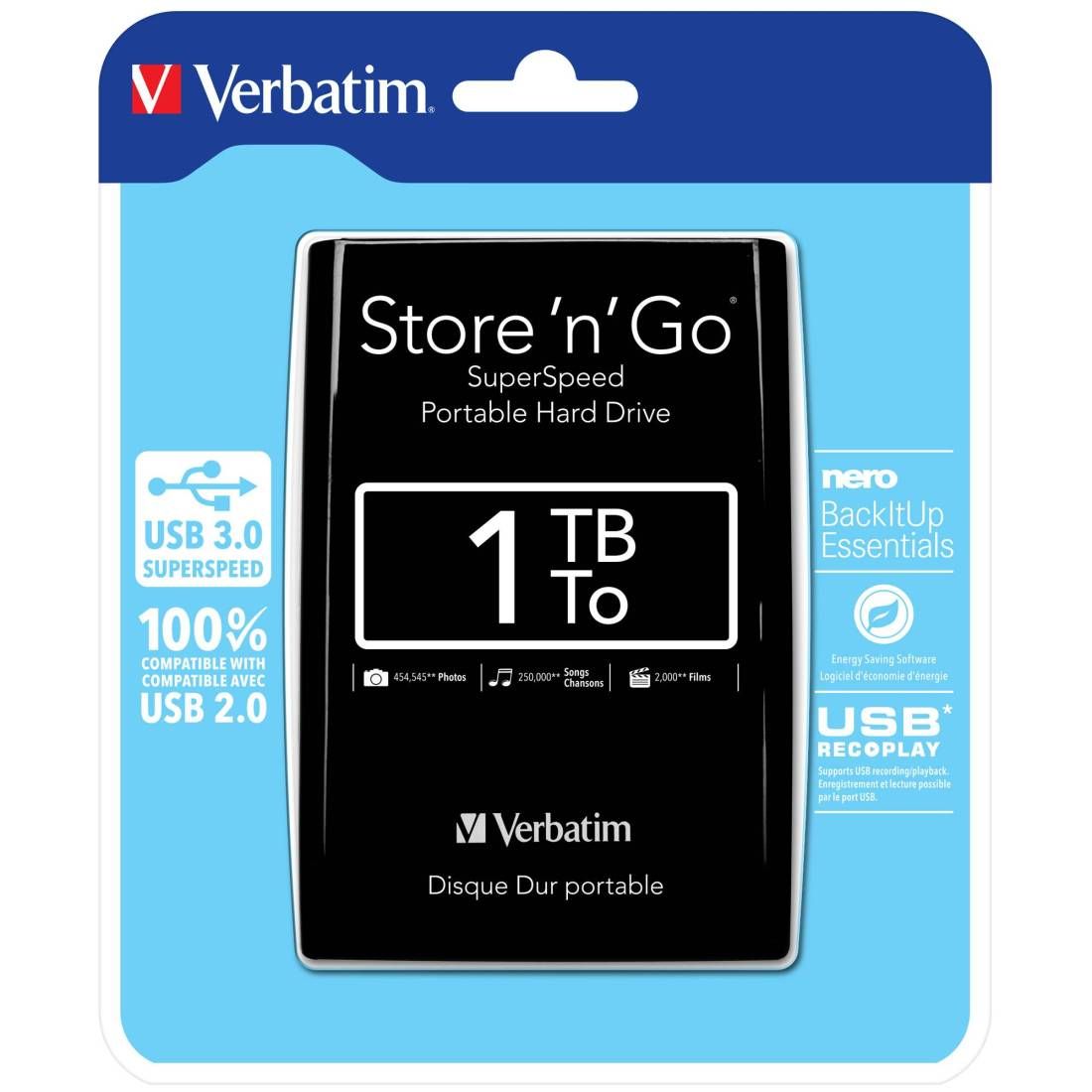 VERBATIM HARD DISK ESTERNO 2,5 USB 3.0 1TB 53023