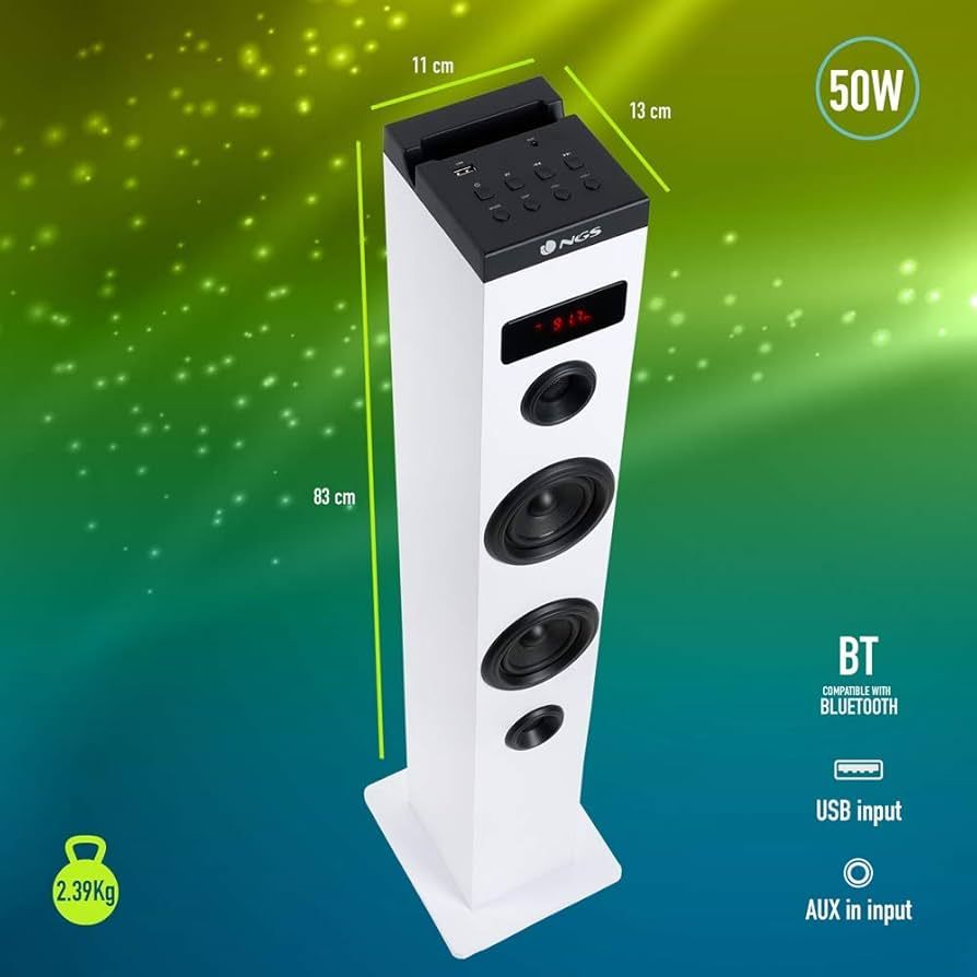 NGS SKEAKER A TORRE SKY CHARME BT USB RADIO FM AUX 50W BIANCA