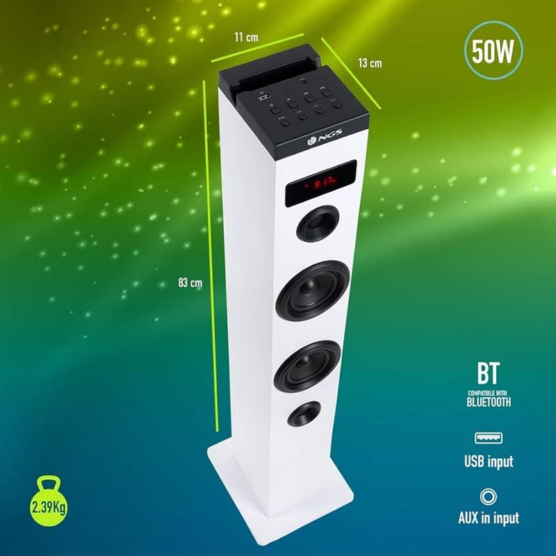 NGS SKEAKER A TORRE SKY CHARME BT USB RADIO FM AUX 50W BIANCA