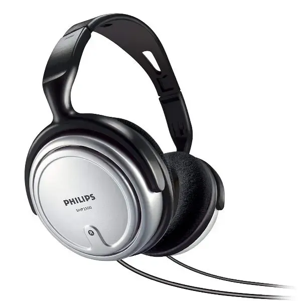 Philips SHP2500 Cuffia TV con Filo, Cavo 6 Mt, Controllo Volume Grigio