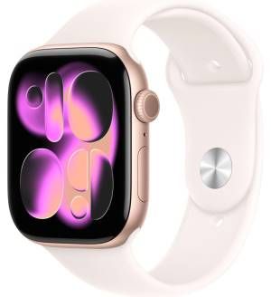 APPLE WATCH SERIES 11 GPS 46MM,cassa in alluminio color oro rosa cinturino rosa sport M/L