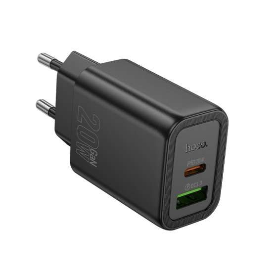 HOCO N61 PD20W+QC3.0 CARICATORE DA RETE EU 20W NERO