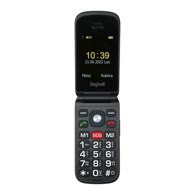 BEGHELLI SENIOR PHONE SLV15 2.4'' DUAL FLIP BIG SOS GRY