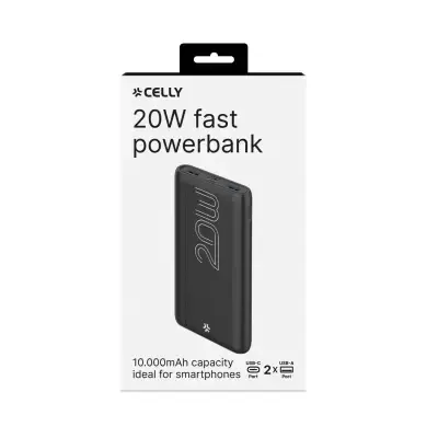 CELLY POWER BANK PD20W 10000MAH USB-C USB-A EVO BLACK