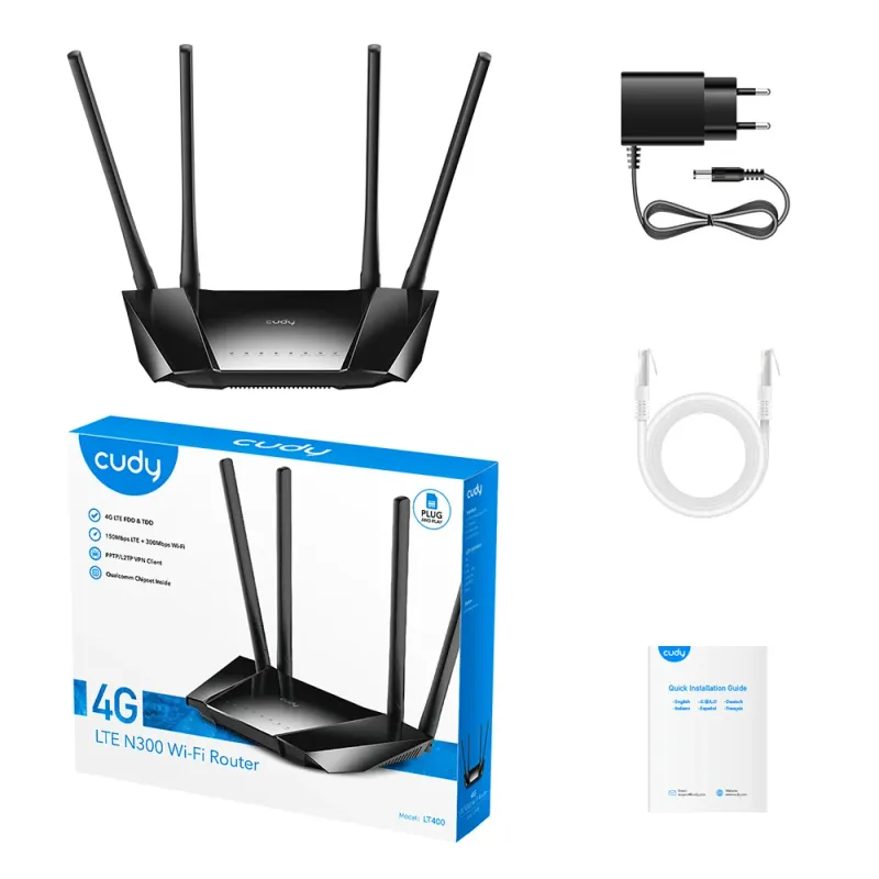 CUDY ROUTER BY TP-LINK 4G LT400 N3000 CAT4 PLUG &amp; PLAY