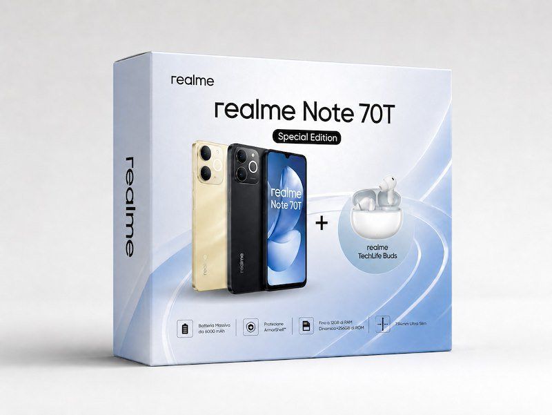 KIT REALME NOTE 70T 4G 4/256 BLACK + BUDS TECHLIFE WHITE