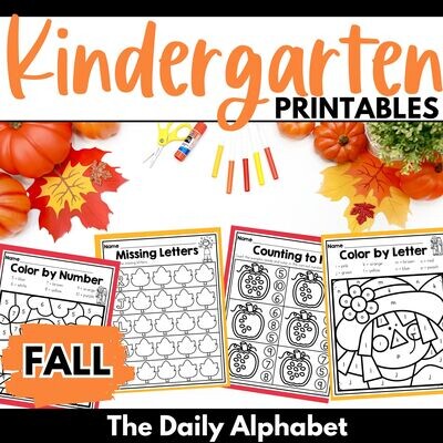 Fall Kindergarten Literacy & Math Printables Activities