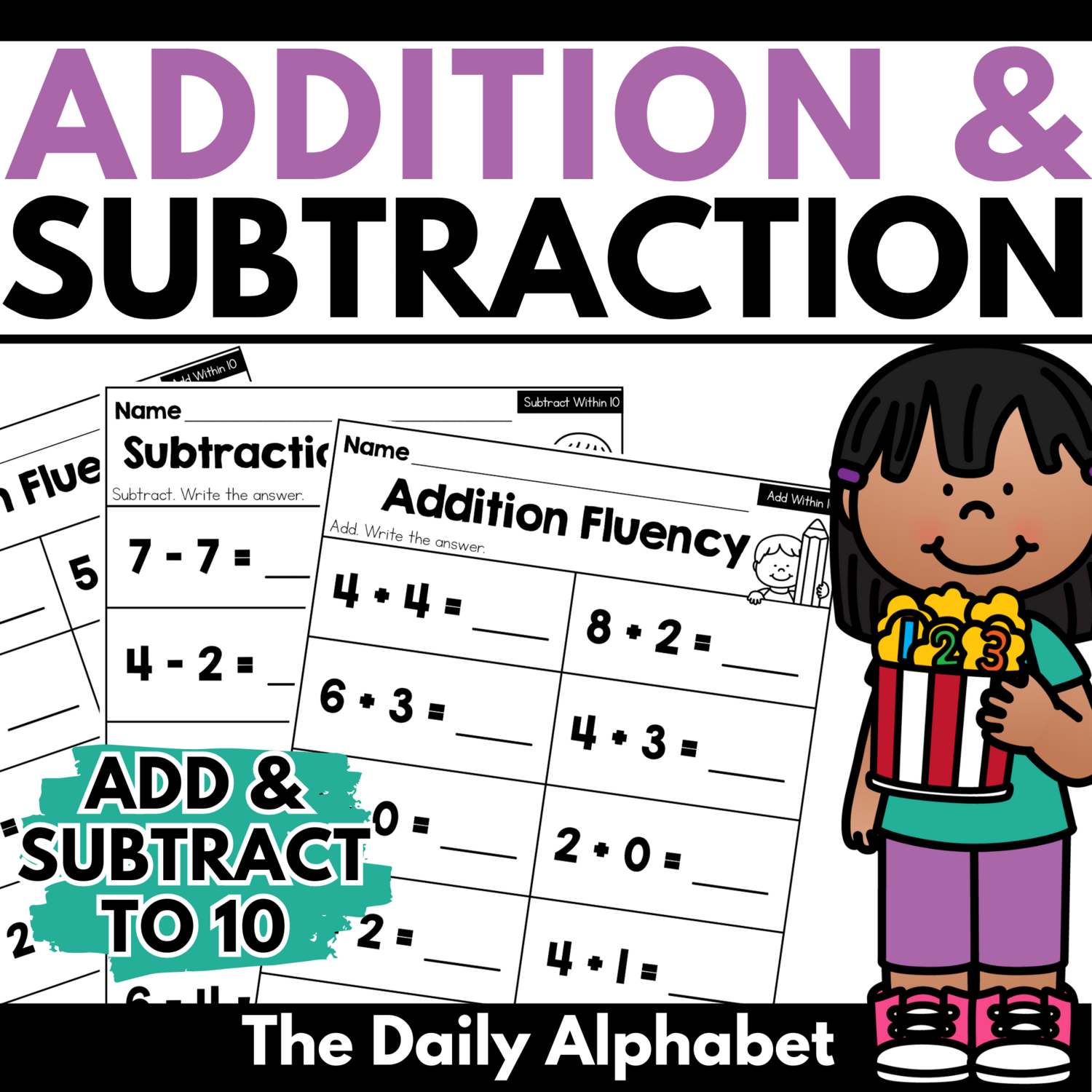 Addition and Subtraction to 10 Worksheets | add and subtract within 10