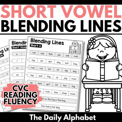 Short Vowel Blending Lines | CVC phonics reading intervention | learning to read