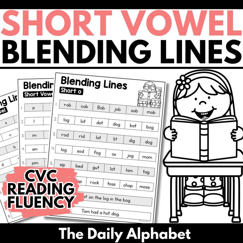 Short Vowel Blending Lines | CVC phonics reading intervention | learning to read