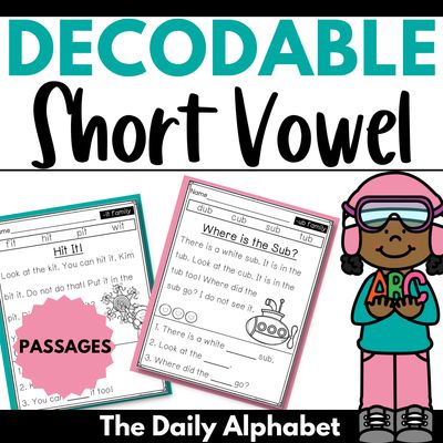 Short Vowel Comprehension Passages | CVC Decodable Kindergarten Reading