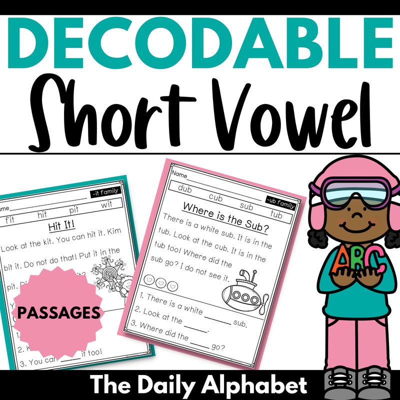 Short Vowel Comprehension Passages | CVC Decodable Kindergarten Reading