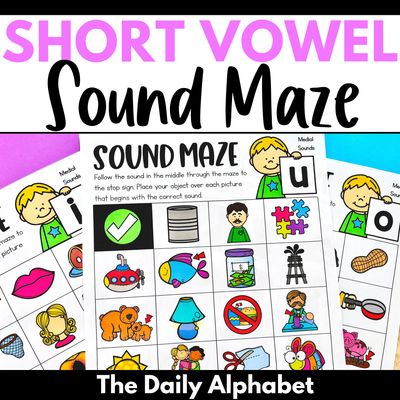 Short Vowel Sound Mazes | CVC, Medial Sound Activity