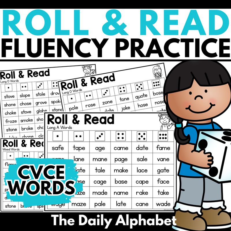Roll and Read CVCe Words | Long Vowel consonant e phonics reading fluency practice