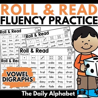 Roll and Read Long Vowel Digraphs | Vowel teams fluency practice
