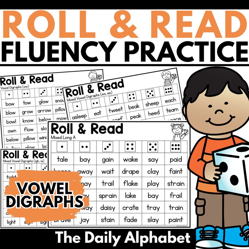 Roll and Read Long Vowel Digraphs | Vowel teams fluency practice