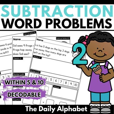 Subtraction Word Problems within 5 and 10 worksheets