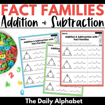 Fact Families | Addition & Subtraction within 10 & 20 Worksheets Activities