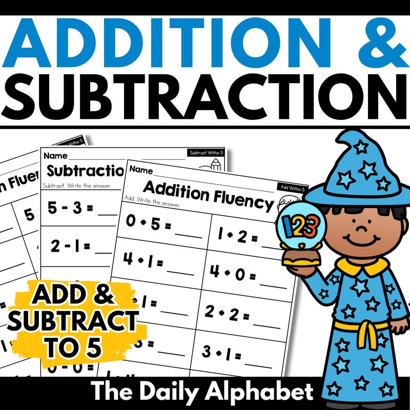 Addition and Subtraction to 5 Worksheets | add and subtract within 5 single-digit