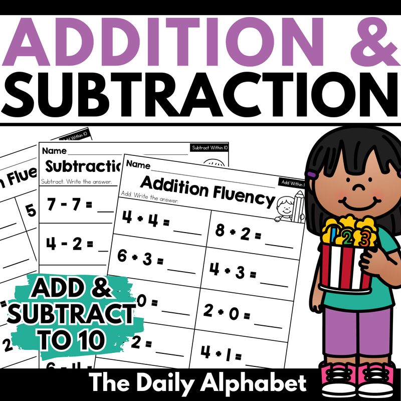Addition and Subtraction to 10 Worksheets | add and subtract within 10
