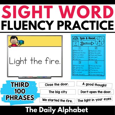 Sight Word Phrases Fluency Reading Practice Slides, Fry Third 100 Sight 
Words