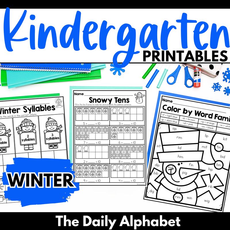 Winter Kindergarten Packet | Literacy and Math Activities Printables