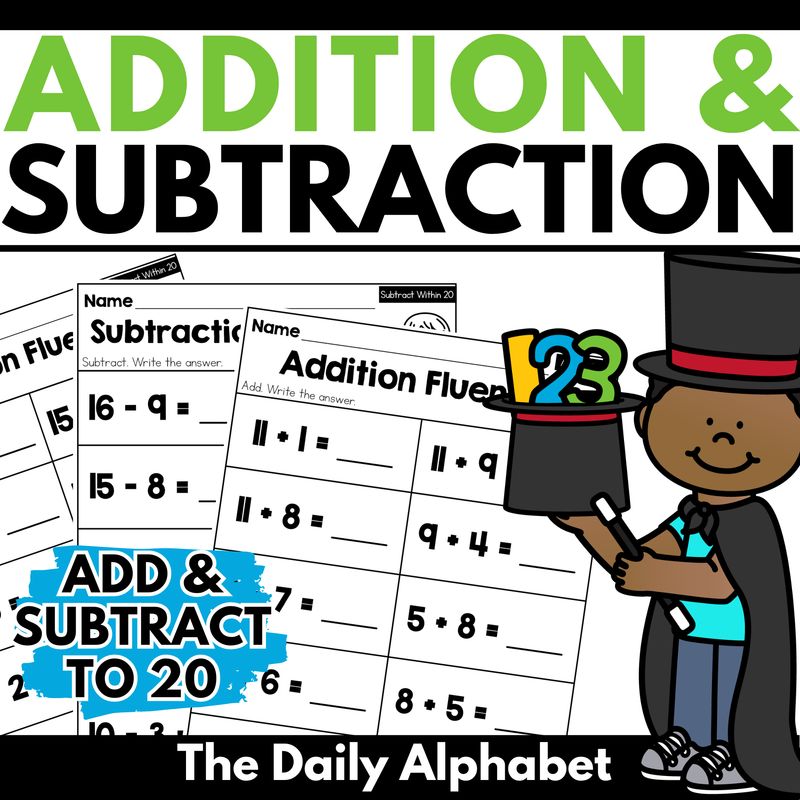 Addition and Subtraction to 20 Worksheets | add and subtract within 20