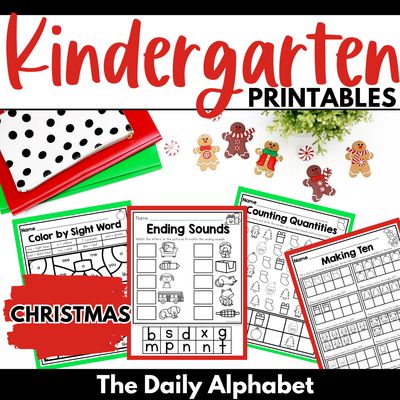 Christmas Kindergarten Literacy & Math Printables Activities