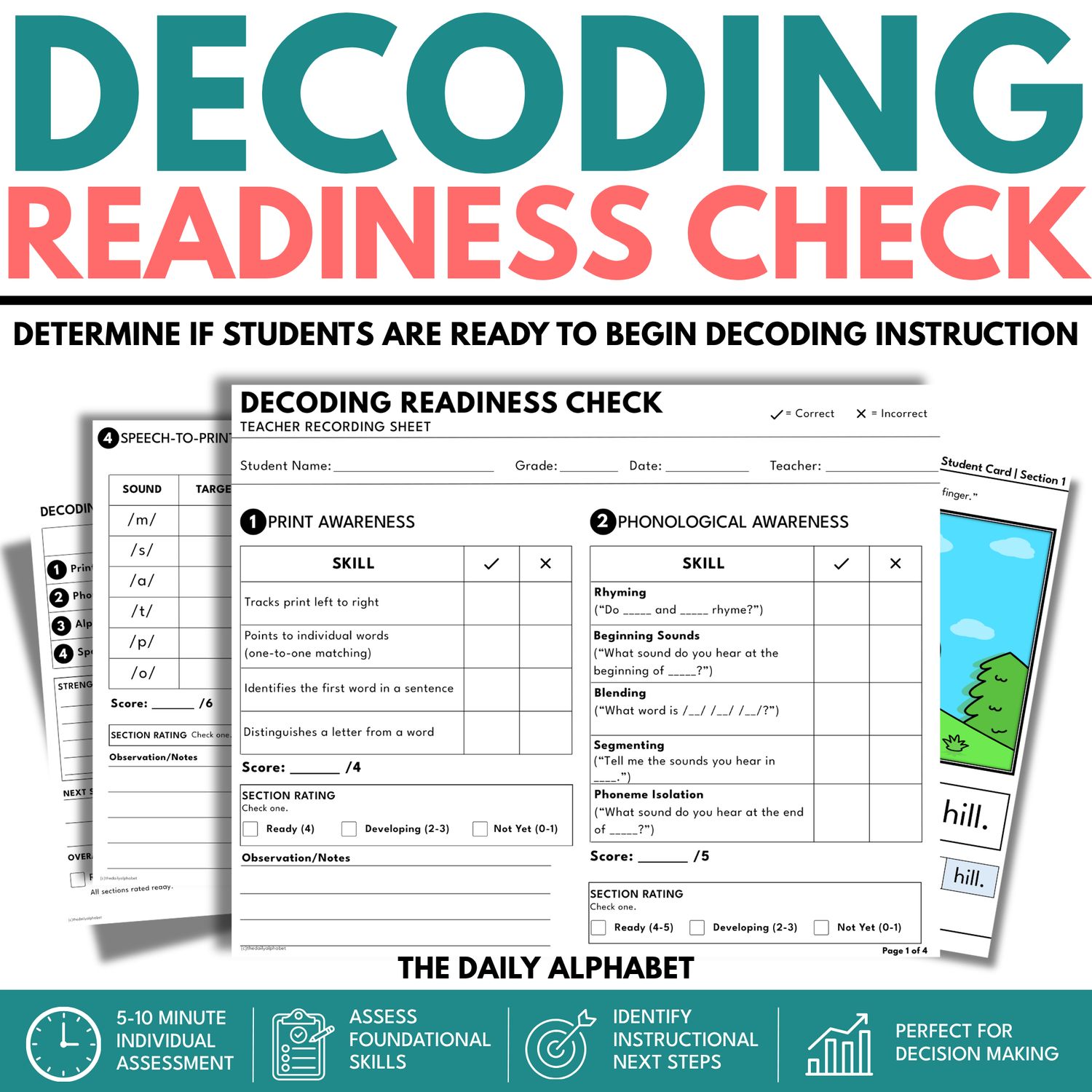 Diagnostic Reading Assessment, K-1 Decoding Readiness Screener for MTSS