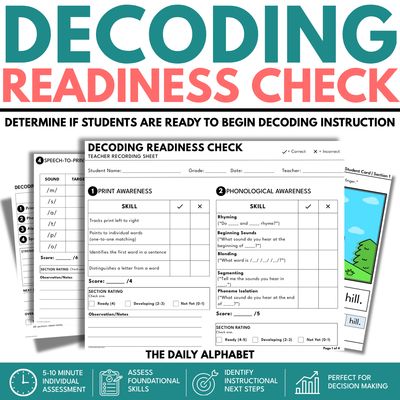 Diagnostic Reading Assessment, K-1 Decoding Readiness Screener for MTSS