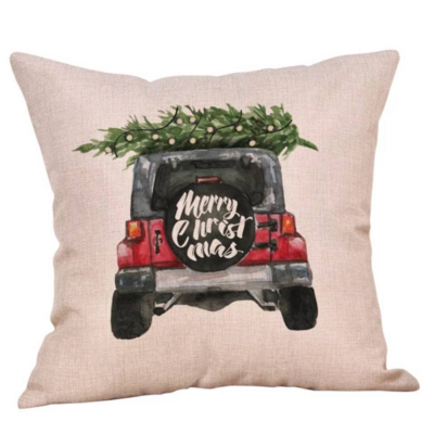 Christmas Jeep - 18x18 inch pillow cover