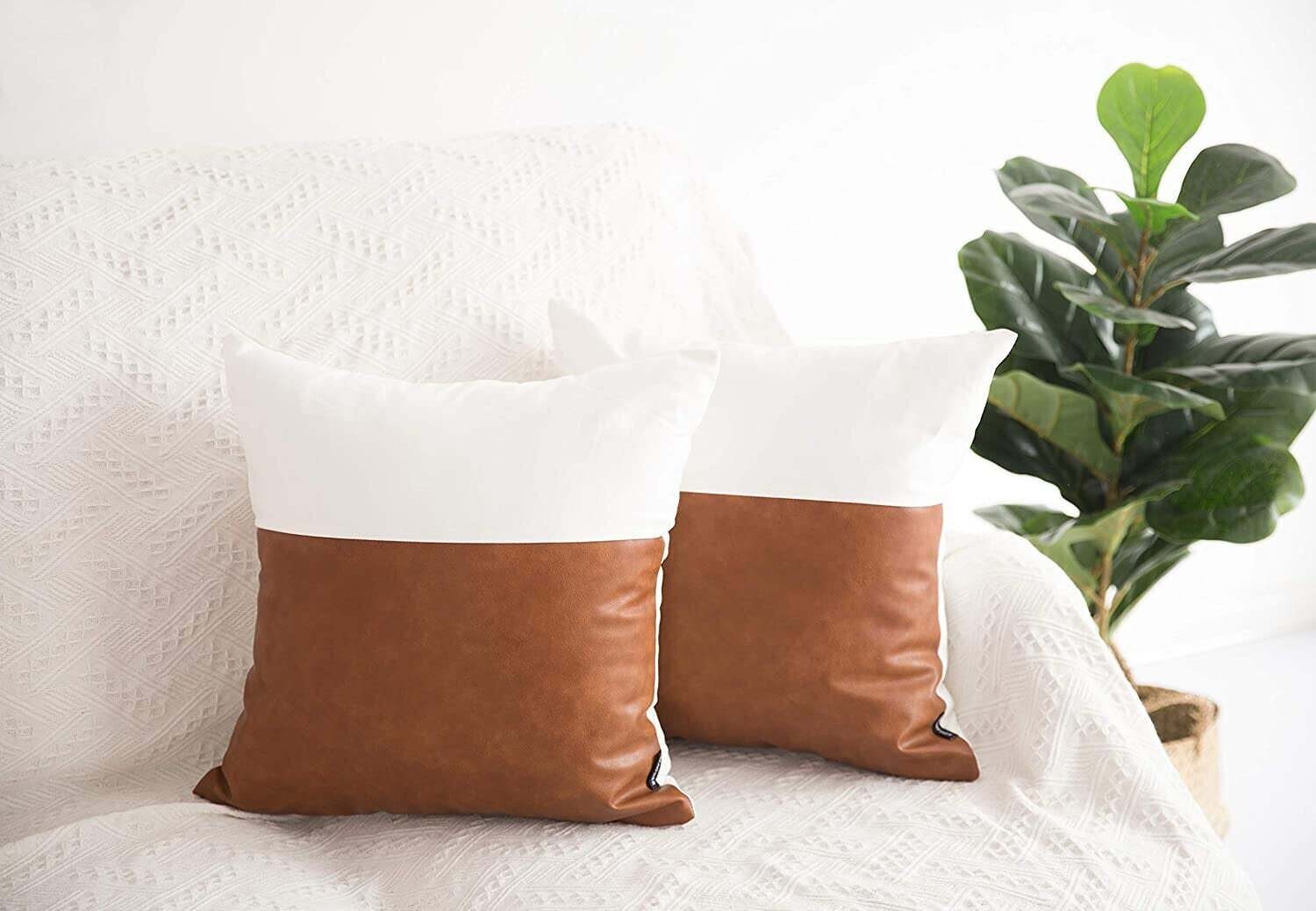 Faux Leather Pillow Cover, 18x18 inch