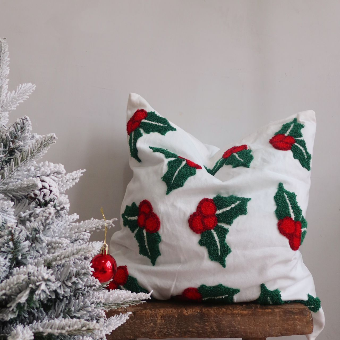 Christmas throw pillow cover, tufted accent pillow