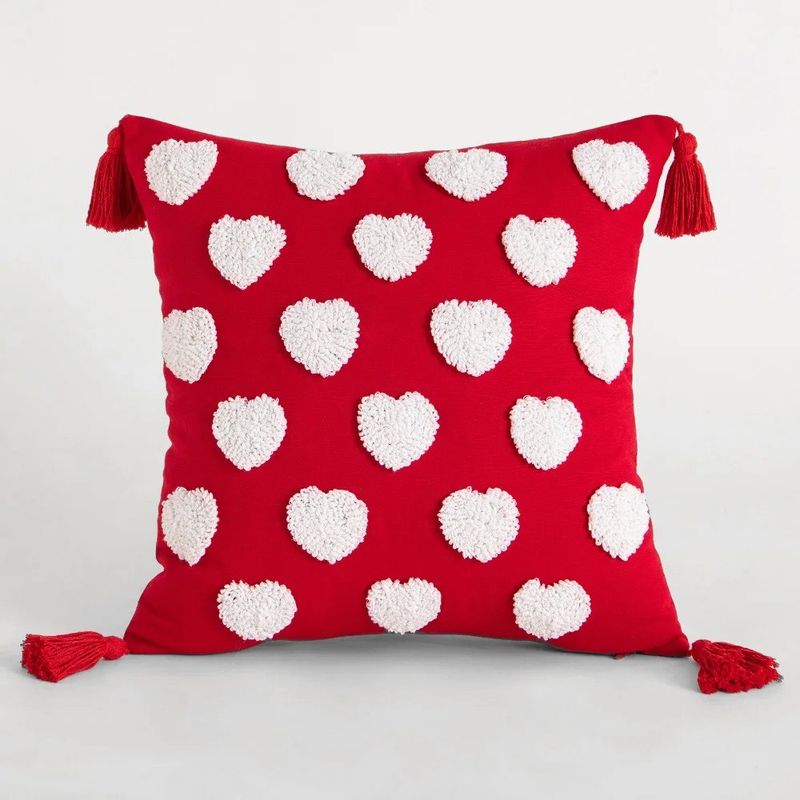 Valentines Day tufted pillow cover, 18x18 inch