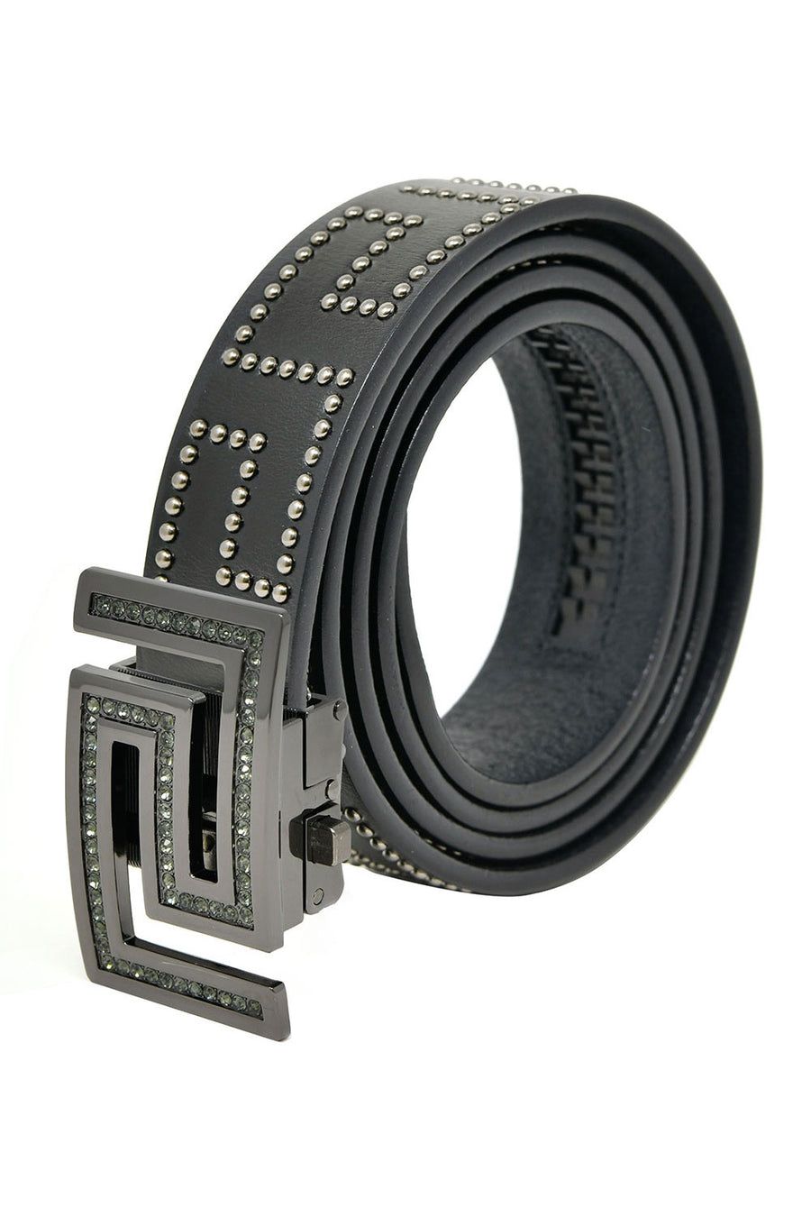 ATHENS BELT BK814-SHINY BLACK-BLACK-BLACK