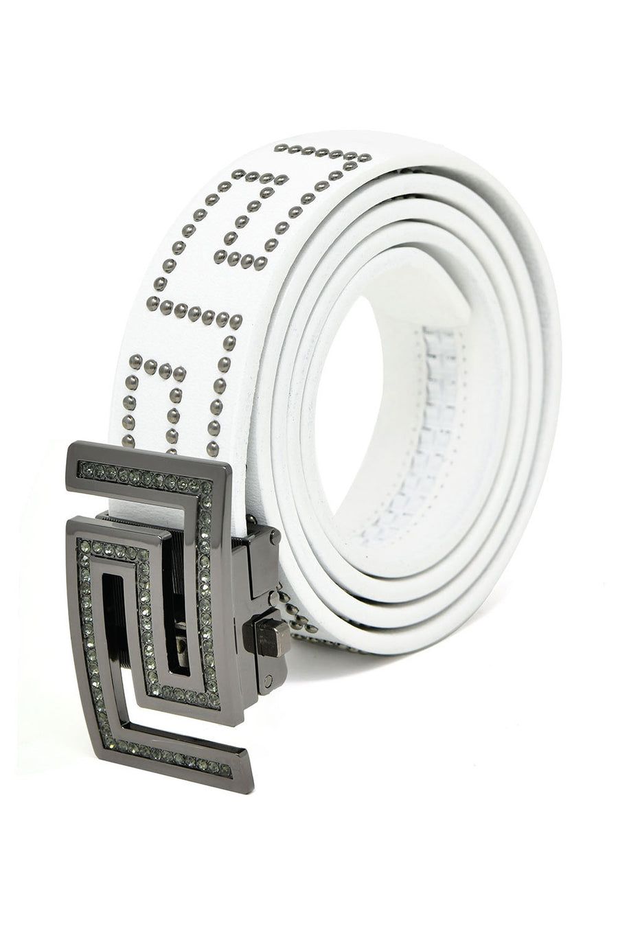 ATHENS BELT BK814-SHINY BLACK-WHTE-BLACK