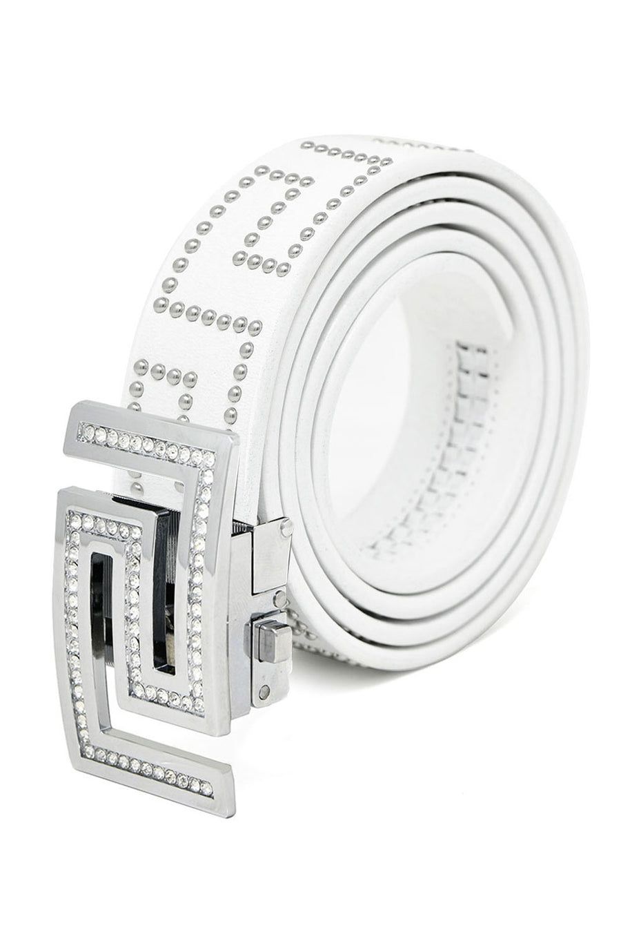 ATHENS BELT BK814-SHINY SILVER-WHITE-SILVER