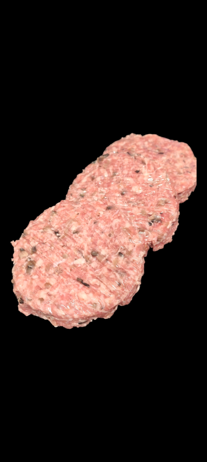 Hamburguesa de ternera con setas 12,99€/Kg.