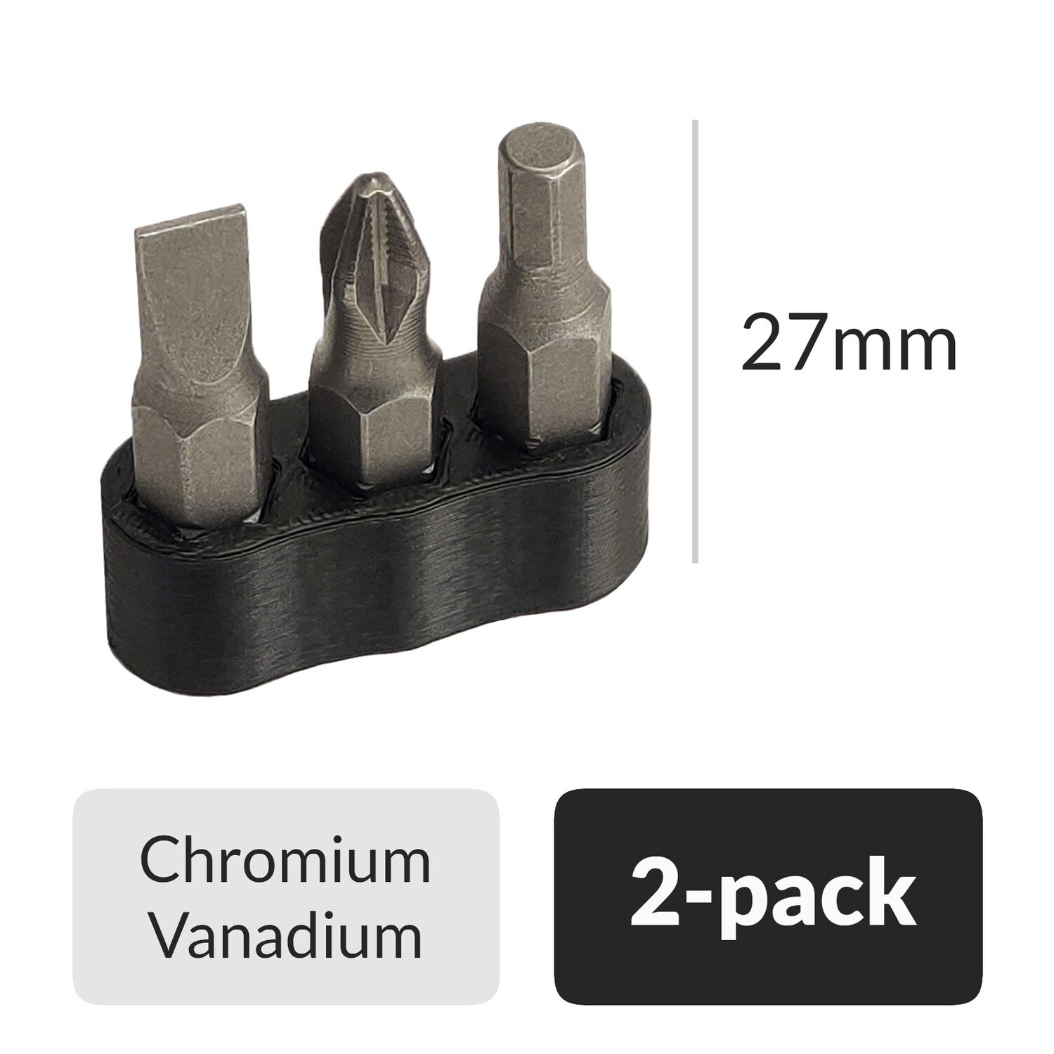 Ultra low-profile mini screwdriver pocket stubby finger drive 1/4&quot; hex insert bit (3D printed) - 2 pack