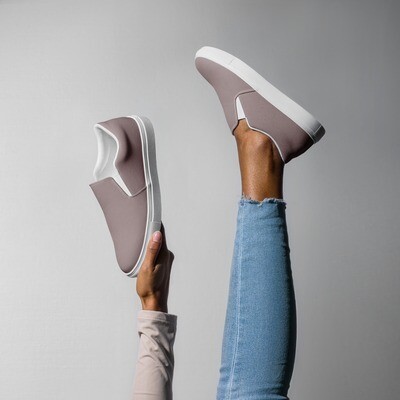 Pink grey women’s slip-on canvas shoes