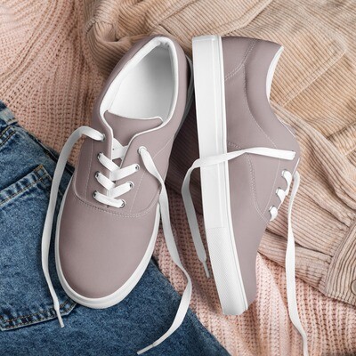 Pink grey women’s lace-up canvas shoes
