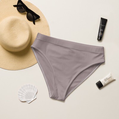 Pink grey recycled high-waisted bikini bottom