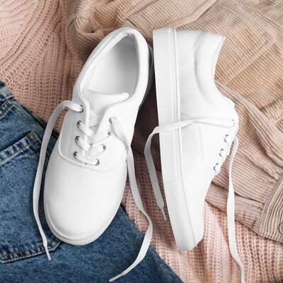 White women’s lace-up canvas shoes in sizes US5-12