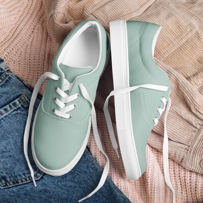 Opal green women’s lace-up canvas shoes